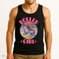 Retro Rollerskates Funny 80S Roller Disco Skating Girl Cool Tank Top thumb 3