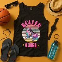 Retro Rollerskates Funny 80S Roller Disco Skating Girl Cool Tank Top thumb 4