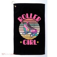 Retro Rollerskates Funny 80S Roller Disco Skating Girl Cool Golf Towel thumb 0