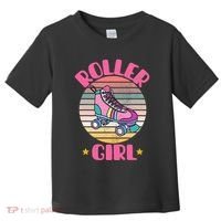 Retro Rollerskates Funny 80S Roller Disco Skating Girl Cool Toddler T-Shirt thumb 0