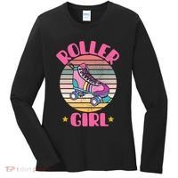 Retro Rollerskates Funny 80S Roller Disco Skating Girl Cool Women's Long Sleeve Shirt thumb 0