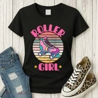 Retro Rollerskates Funny 80S Roller Disco Skating Girl Cool Women's T-Shirt thumb 3