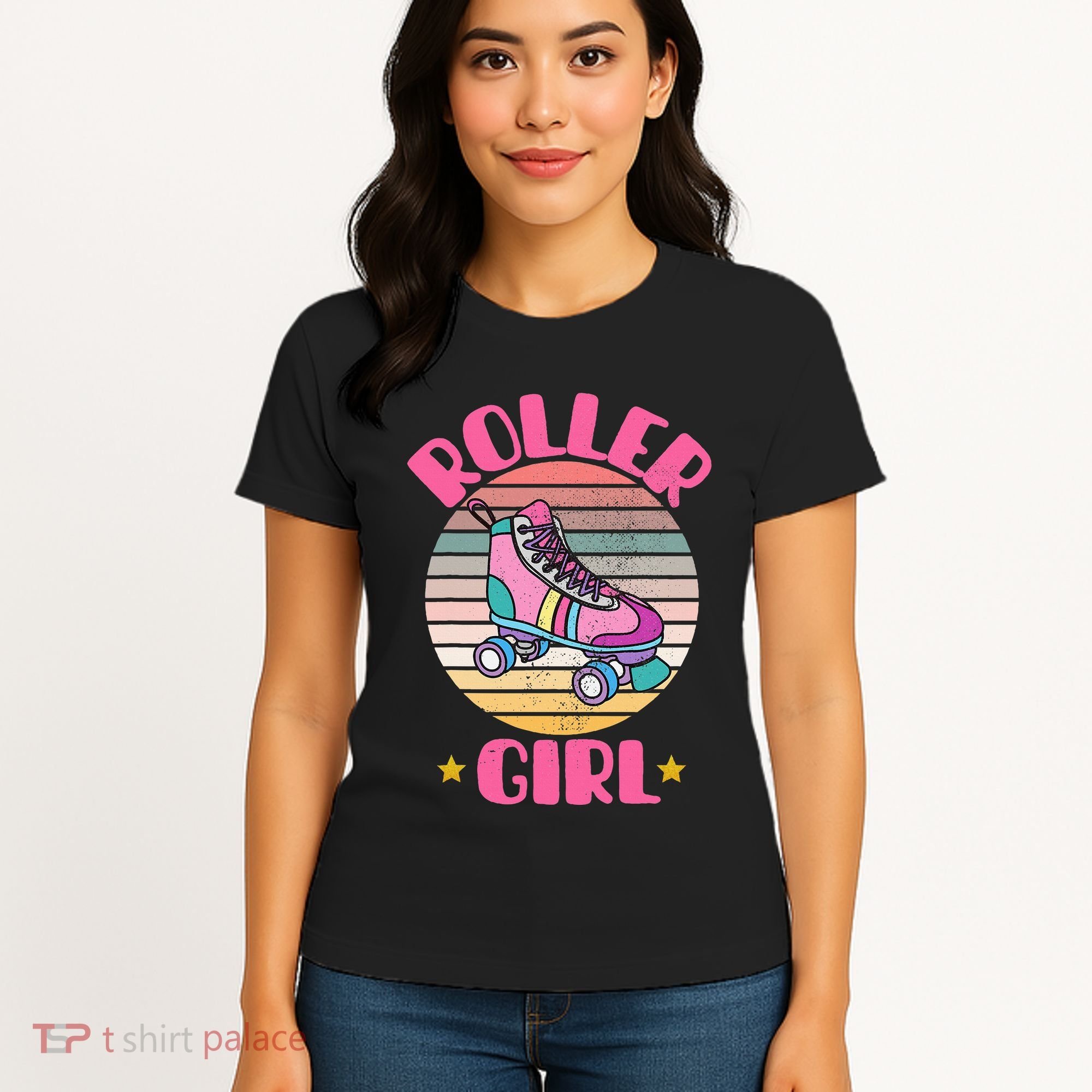 Retro Rollerskates Funny 80S Roller Disco Skating Girl Cool Women's T-Shirt
