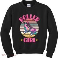 Retro Rollerskates Funny 80S Roller Disco Skating Girl Cool Kids Sweatshirt thumb 0