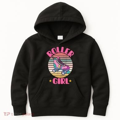 Retro Rollerskates Funny 80S Roller Disco Skating Girl Cool Kids Hoodie