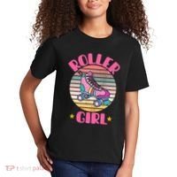 Retro Rollerskates Funny 80S Roller Disco Skating Girl Cool Kids T-Shirt thumb 2