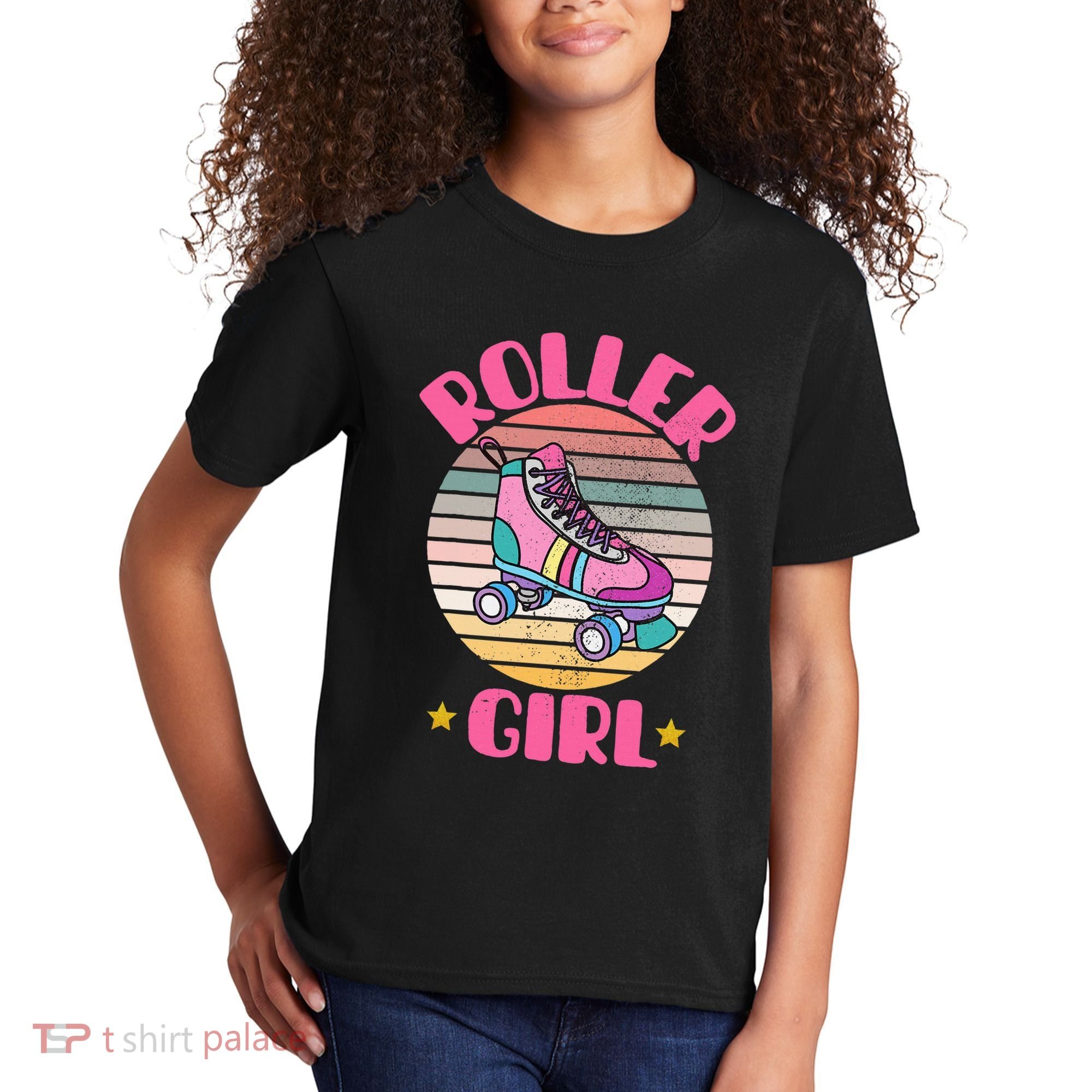 Retro Rollerskates Funny 80S Roller Disco Skating Girl Cool Kids T-Shirt