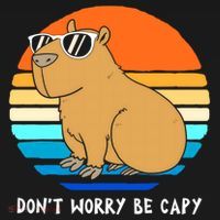 Retro Rodent Funny Capybara Dont Be Worry Be Capy Doggie Tank thumb 4