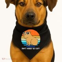 Retro Rodent Funny Capybara Dont Be Worry Be Capy USA-Made Doggie Bandana thumb 1