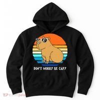 Retro Rodent Funny Capybara Dont Be Worry Be Capy Hoodie thumb 0