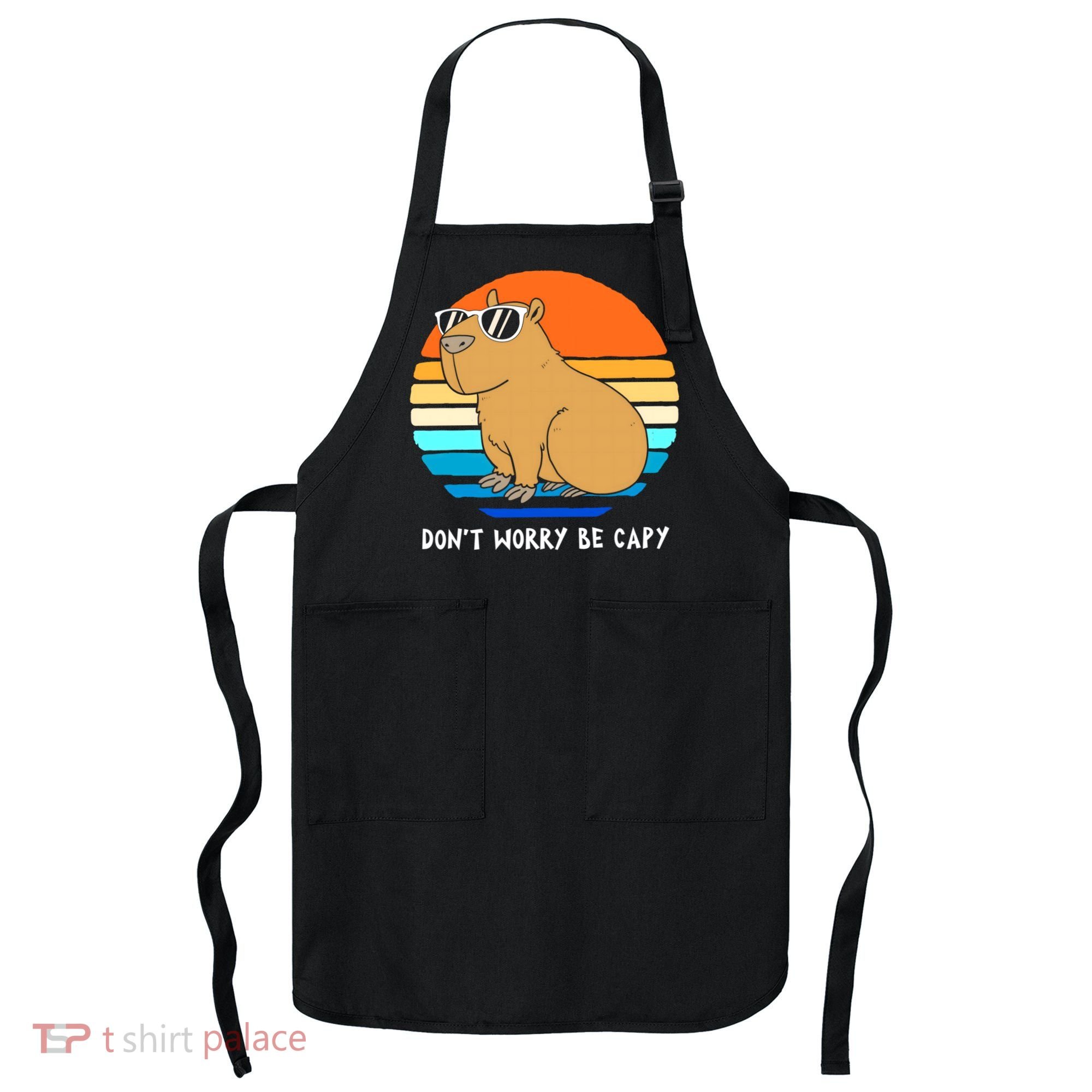 Retro Rodent Funny Capybara Dont Be Worry Be Capy Apron