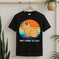 Retro Rodent Funny Capybara Dont Be Worry Be Capy T-Shirt thumb 2