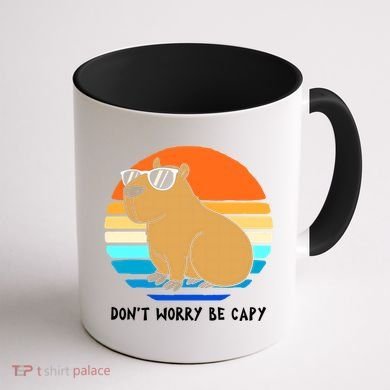 Retro Rodent Funny Capybara Dont Be Worry Be Capy Coffee Mug back