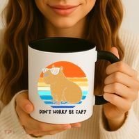 Retro Rodent Funny Capybara Dont Be Worry Be Capy Coffee Mug thumb 3