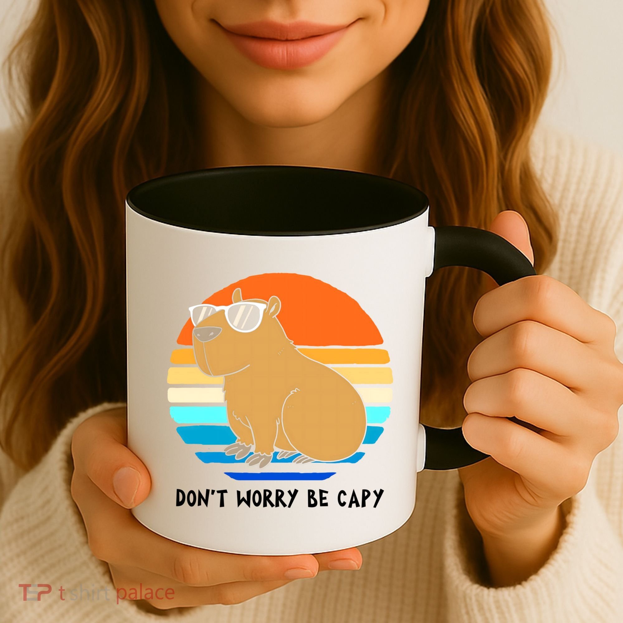 Retro Rodent Funny Capybara Dont Be Worry Be Capy Coffee Mug