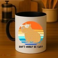 Retro Rodent Funny Capybara Dont Be Worry Be Capy Coffee Mug thumb 4