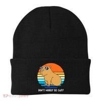 Retro Rodent Funny Capybara Dont Be Worry Be Capy Beanie thumb 0