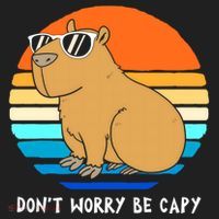Retro Rodent Funny Capybara Dont Be Worry Be Capy Beanie thumb 2