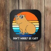 Retro Rodent Funny Capybara Dont Be Worry Be Capy Coaster thumb 0