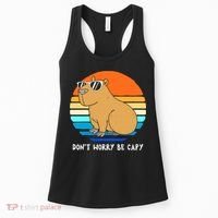 Retro Rodent Funny Capybara Dont Be Worry Be Capy Women's Tank Top thumb 0