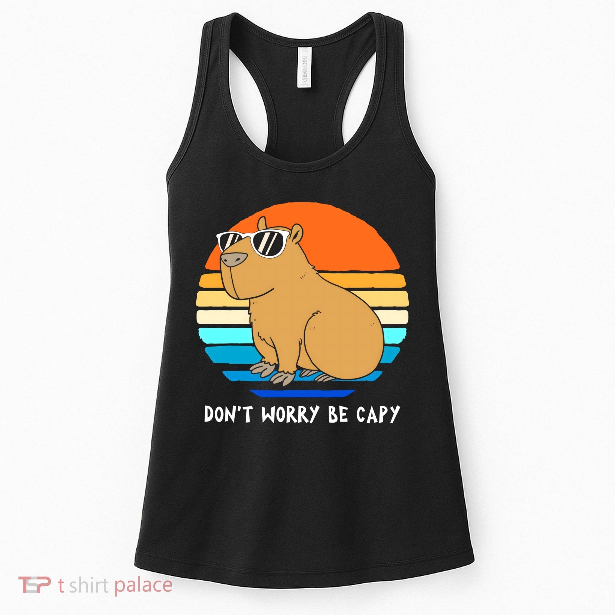Retro Rodent Funny Capybara Dont Be Worry Be Capy Women's Tank Top