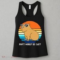 Retro Rodent Funny Capybara Dont Be Worry Be Capy Women's Tank Top thumb 3