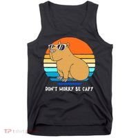 Retro Rodent Funny Capybara Dont Be Worry Be Capy Tank Top thumb 0