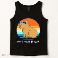 Retro Rodent Funny Capybara Dont Be Worry Be Capy Tank Top thumb 2