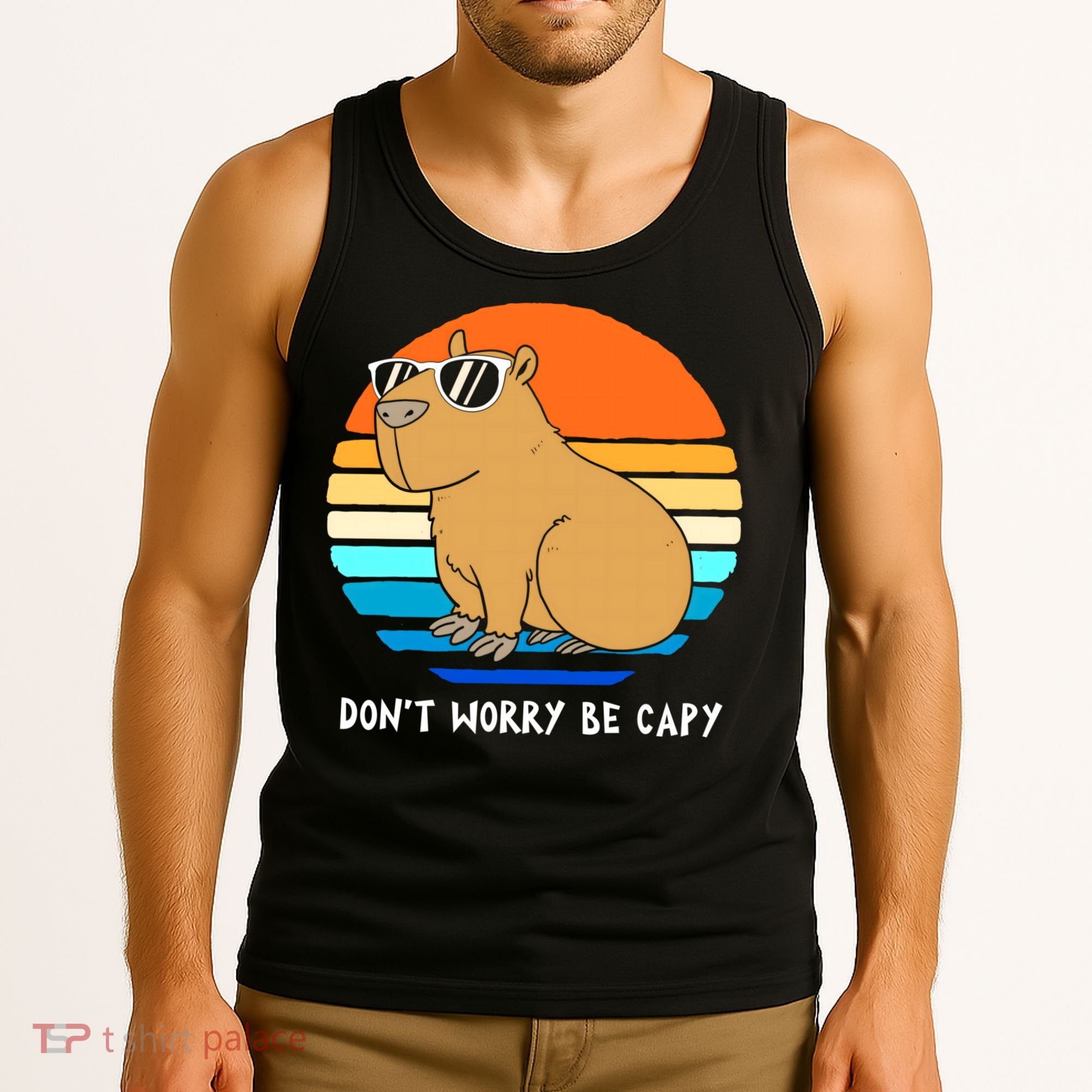Retro Rodent Funny Capybara Dont Be Worry Be Capy Tank Top