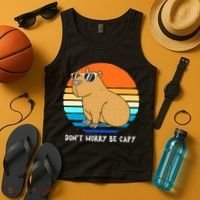 Retro Rodent Funny Capybara Dont Be Worry Be Capy Tank Top thumb 4