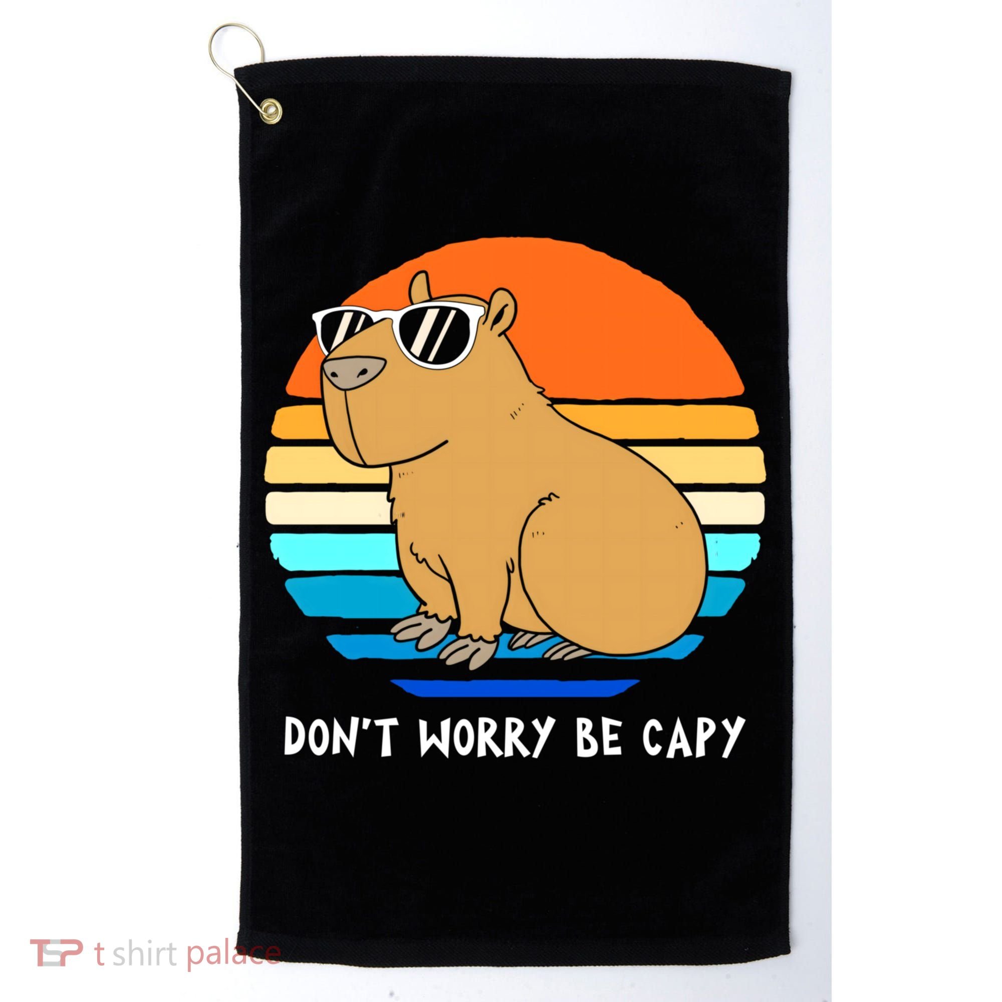 Retro Rodent Funny Capybara Dont Be Worry Be Capy Golf Towel