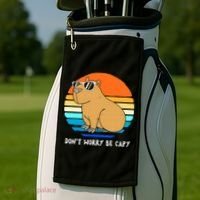 Retro Rodent Funny Capybara Dont Be Worry Be Capy Golf Towel thumb 2