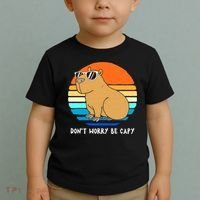 Retro Rodent Funny Capybara Dont Be Worry Be Capy Toddler T-Shirt thumb 2