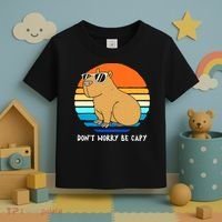 Retro Rodent Funny Capybara Dont Be Worry Be Capy Toddler T-Shirt thumb 3
