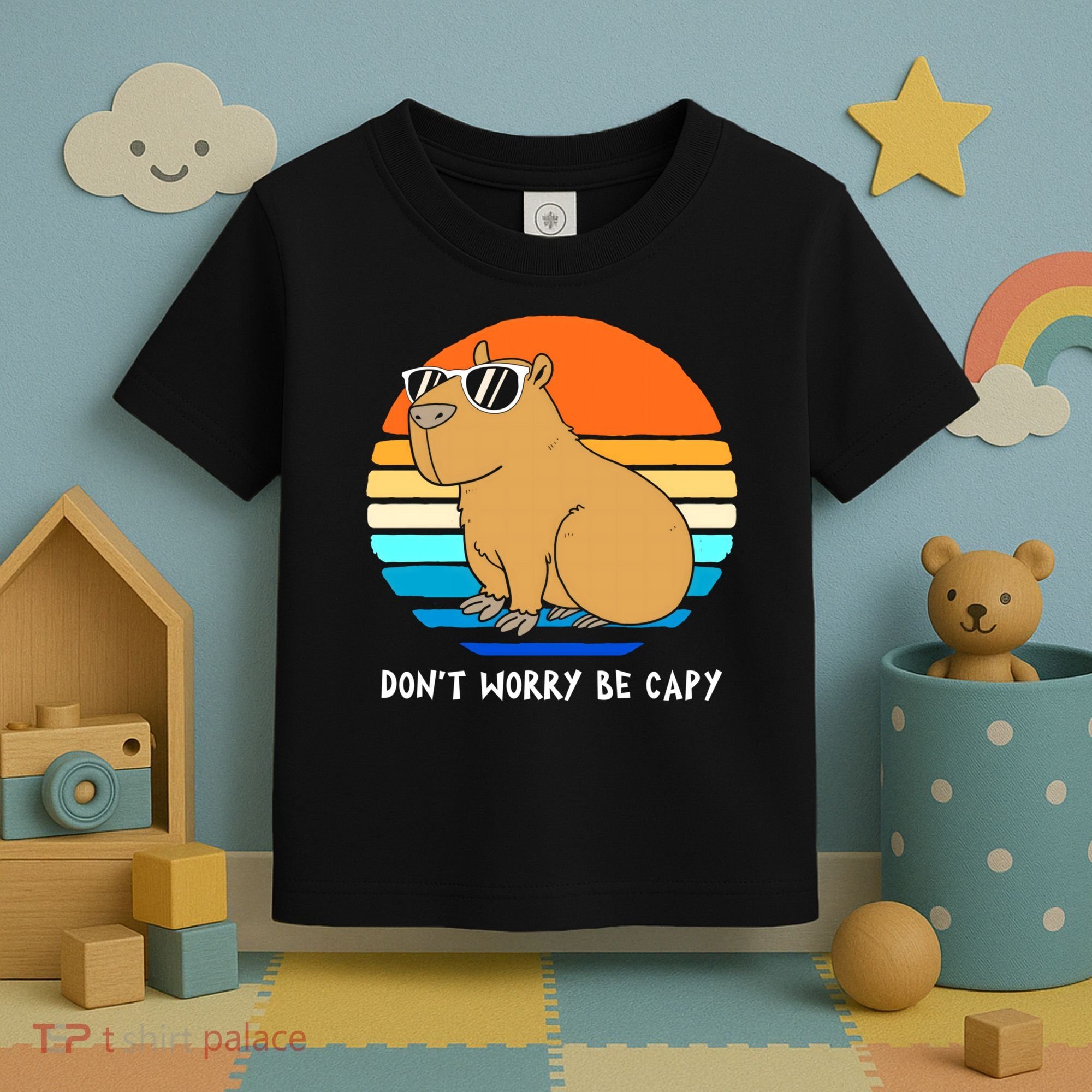 Retro Rodent Funny Capybara Dont Be Worry Be Capy Toddler T-Shirt