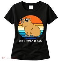 Retro Rodent Funny Capybara Dont Be Worry Be Capy Women's T-Shirt thumb 0