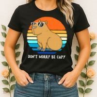 Retro Rodent Funny Capybara Dont Be Worry Be Capy Women's T-Shirt thumb 2