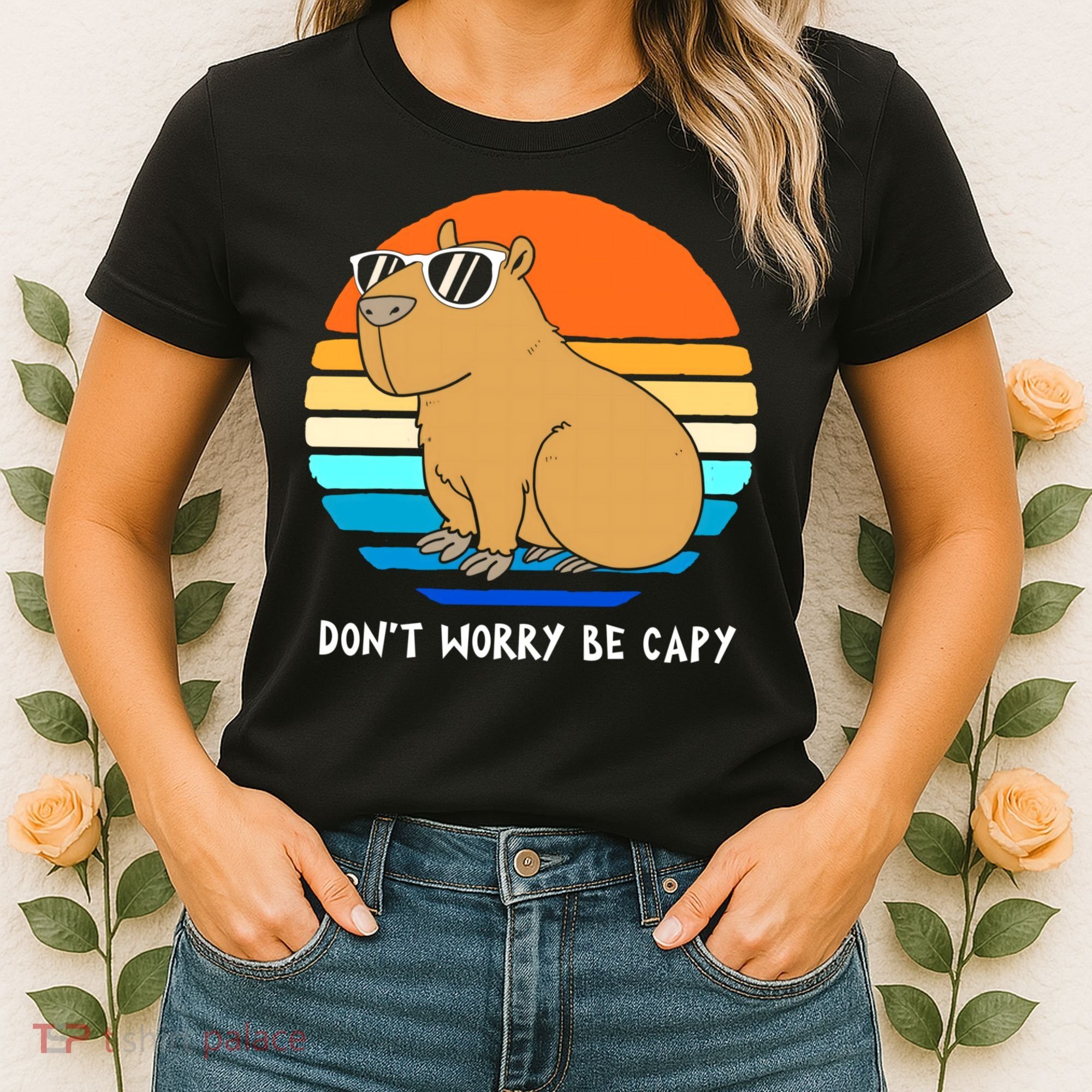 Retro Rodent Funny Capybara Dont Be Worry Be Capy Women's T-Shirt