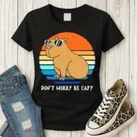 Retro Rodent Funny Capybara Dont Be Worry Be Capy Women's T-Shirt thumb 3