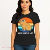 Retro Rodent Funny Capybara Dont Be Worry Be Capy Women's T-Shirt thumb 4