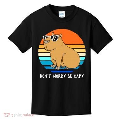 Retro Rodent Funny Capybara Dont Be Worry Be Capy Kids T-Shirt
