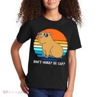 Retro Rodent Funny Capybara Dont Be Worry Be Capy Kids T-Shirt thumb 2