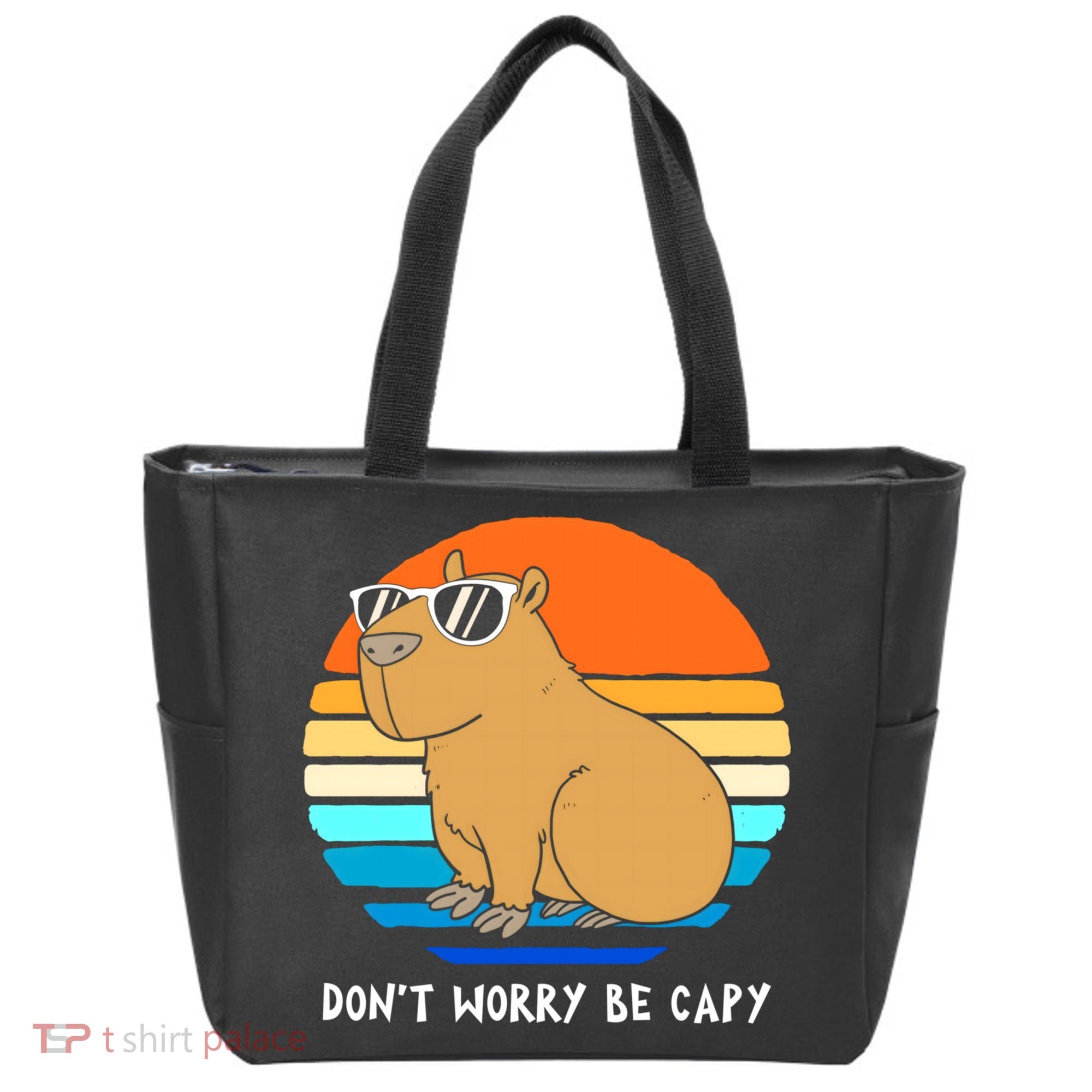 Retro Rodent Funny Capybara Dont Be Worry Be Capy Tote Bag