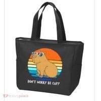Retro Rodent Funny Capybara Dont Be Worry Be Capy Tote Bag thumb 3