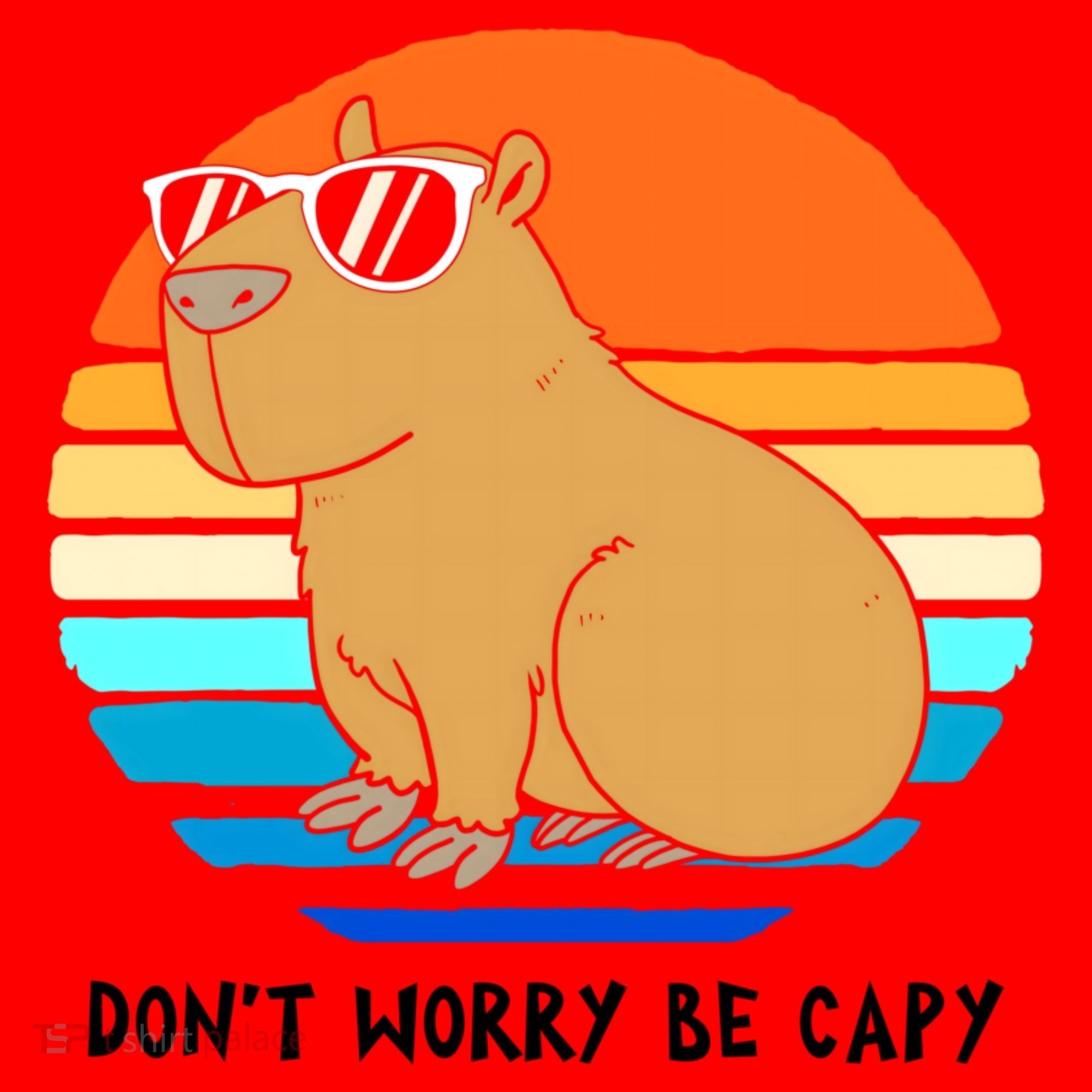 Retro Rodent Funny Capybara Dont Be Worry Be Capy Santa Hat