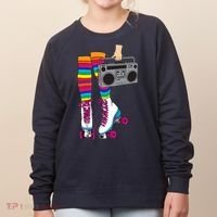 Retro Rollerskates Funny 80's Roller Disco Skating Girl Gift Women's Sweatshirt thumb 0