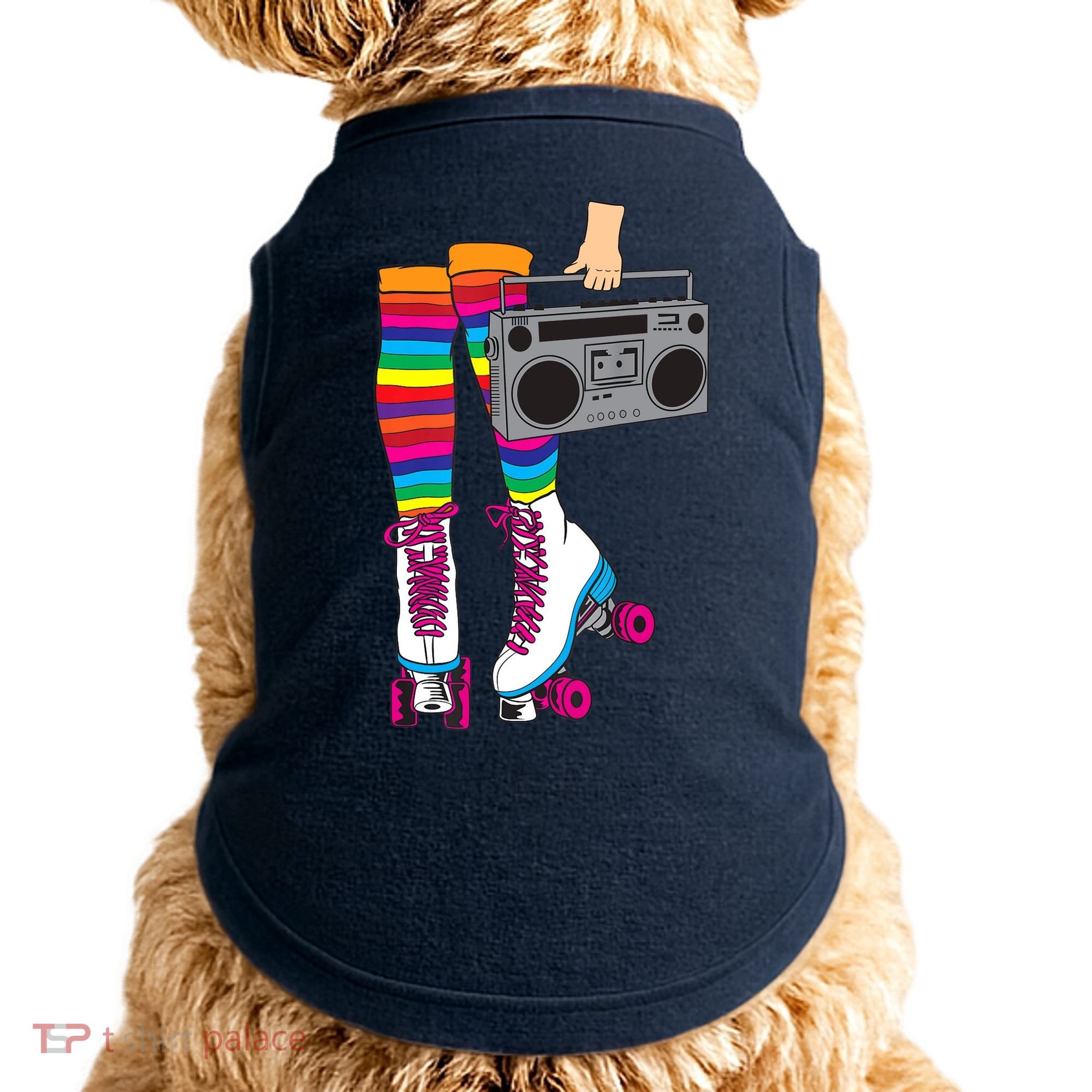 Retro Rollerskates Funny 80's Roller Disco Skating Girl Gift Doggie Tank