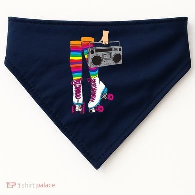 Retro Rollerskates Funny 80's Roller Disco Skating Girl Gift USA-Made Doggie Bandana