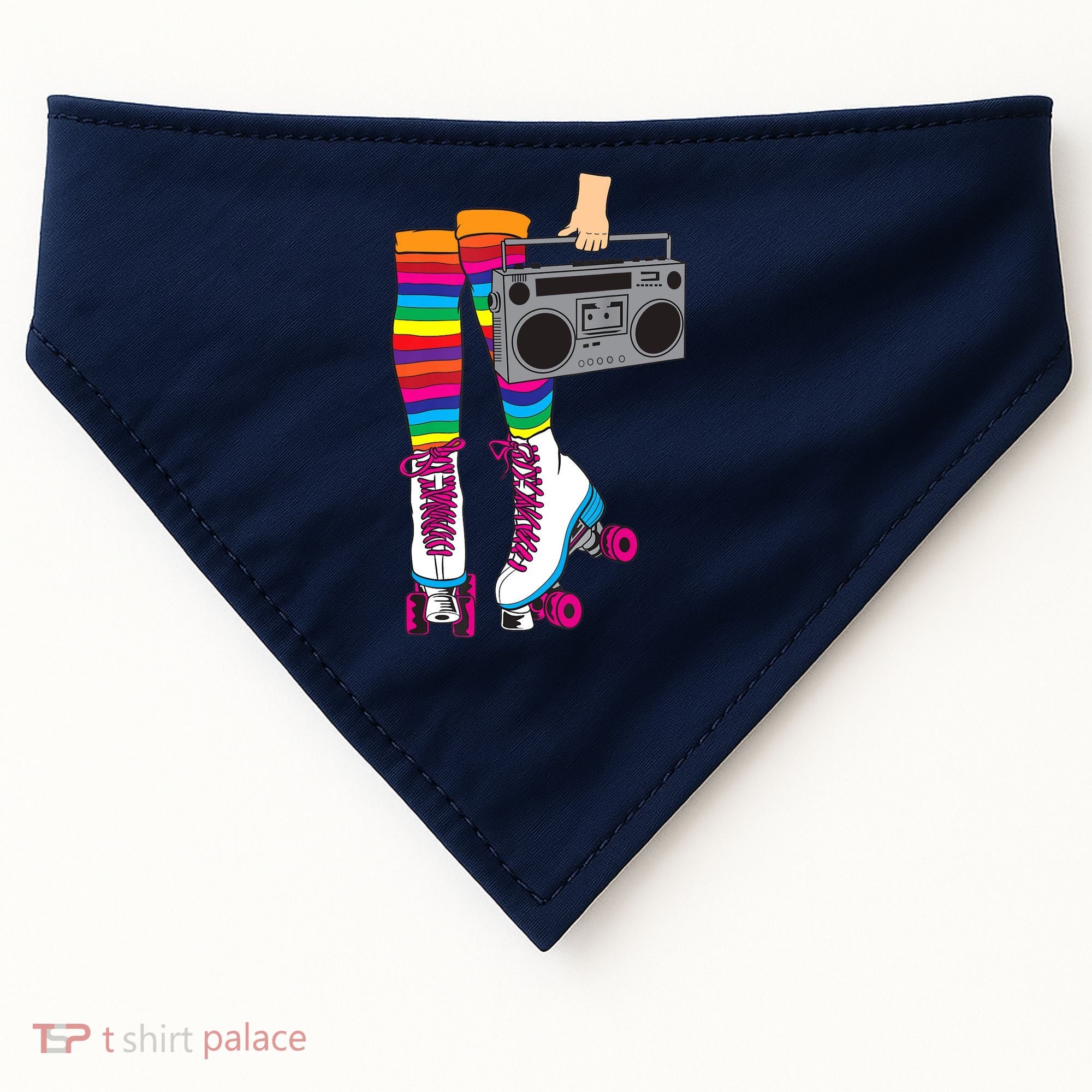 Retro Rollerskates Funny 80's Roller Disco Skating Girl Gift USA-Made Doggie Bandana