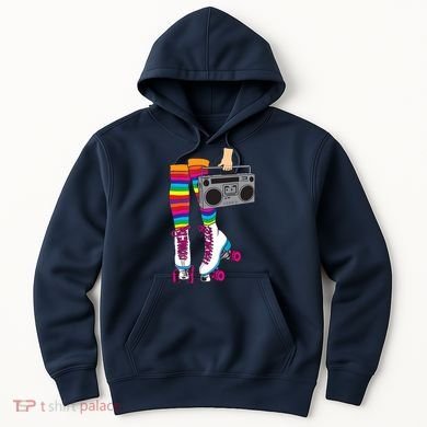 Retro Rollerskates Funny 80's Roller Disco Skating Girl Gift Hoodie
